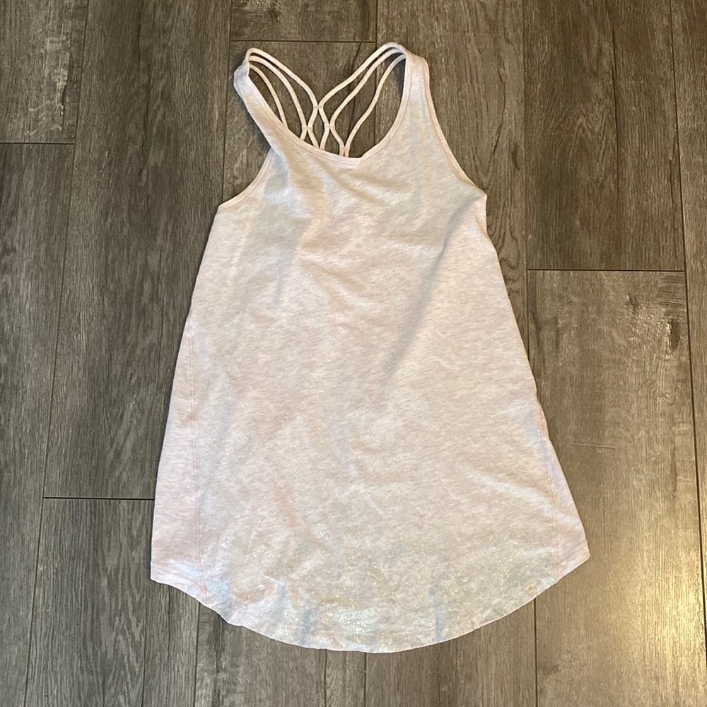 Lululemon ivivva pink with silver metallic tank 14